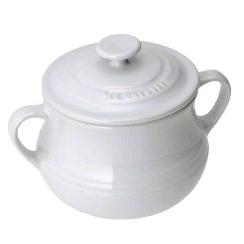 SOPEIRA COM TAMPA LE CREUSET  CERÂMICA STONEWARE BRANCO PEQUENA 9100110001