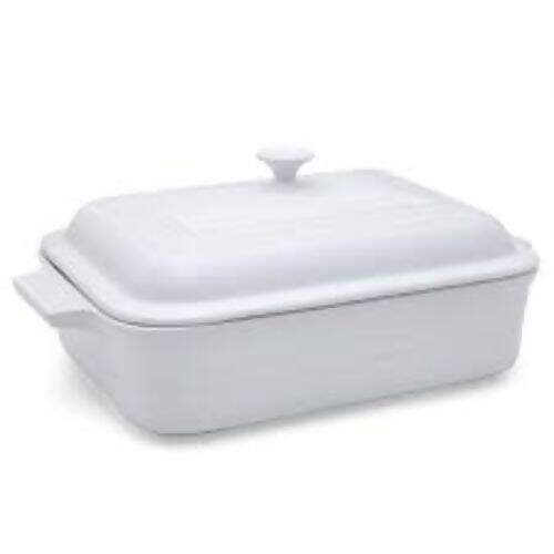 Travessa Cerâmica com Tampa Branca 32 cm 
