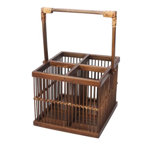 Porta Talheres Bambu Com Alça 17.5x17.5x21cm  L.Hermitage 