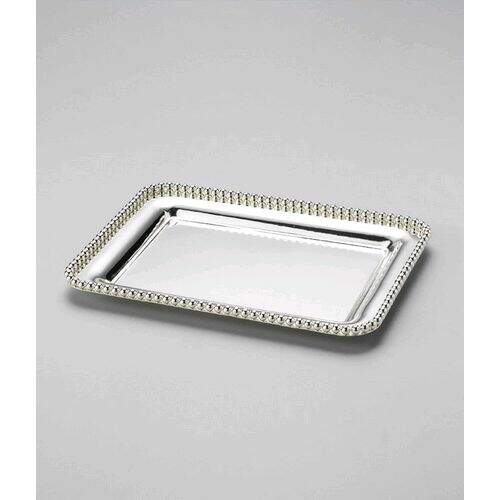 Bandeja Retangular de Zamac Silver Plated Balls 28x20cm