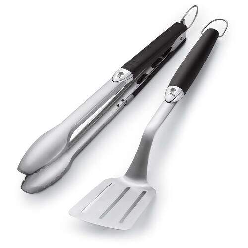 Conjunto de Pinça e Espátula para Churrasco em Aço Inox Weber