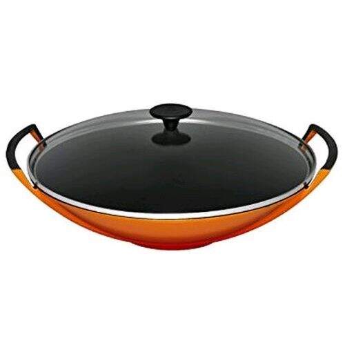 Wok Com Tampa de Vidro Laranja 36cm – Le Creuset