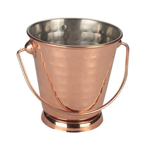 Mini Bowl martelado com alca em aço inox cor cobre 9 cm