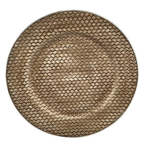 Sousplat Trama em plastico D33cm cor ouro