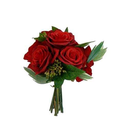 Buque de Rosas Vermelhas e Berries 38CM - Artificial - MagHomeStyle