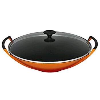 Wok Com Tampa de Vidro Laranja 36cm – Le Creuset