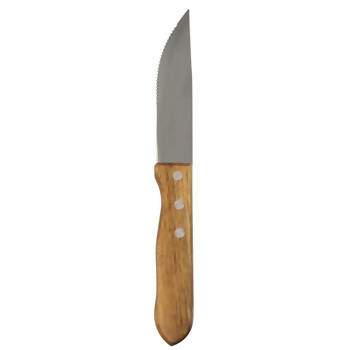 Jogo 6 facas para churrasco em aço inox com cabo em madeira