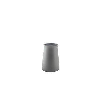 Vaso pequeno de ceramica, de formato redondo, na cor cinza,  *Hail*.