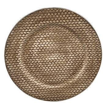 Sousplat Trama em plastico D33cm cor ouro