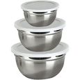 Jogo de 3 bowls Light Metal em aco inox com tampa em plastico 700ml/950ml/1,4L