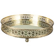 Bandeja Redonda Espelhada Metal Dourado/Vidro 30x30x6.5Cm Flower