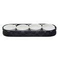 Jogo 4 Petisqueiras Porcelana e Bandeja Rattan