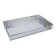Bandeja Retangular Prata Em Metal Com Espelho 30cm Kv0103