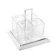 Porta Talheres Cristal e Inox Torcello 24X22cm 8709 Wolff