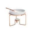 Rechaud de Porcelana Para Queijo com Faca e Suporte Aço Rose 14x12cm 87115 Wolff