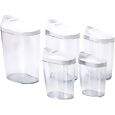 Jogo de 5 porta mantimentos Easy Kitchen em plastico  5 PCS - 0,2L / 0,5L / 0,7L / 1L / 1,5L -BRANCO