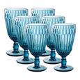 Jogo de 6 taças em vidro 330ml A17cm cor azul Bretagne