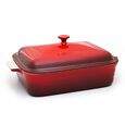 Travessa Retangular com Tampa 32cm, Cerâmica, Vermelho, Le Creuset 9100153206